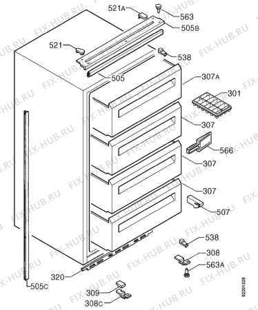 Взрыв-схема холодильника Elektra FI136S - Схема узла Housing 001