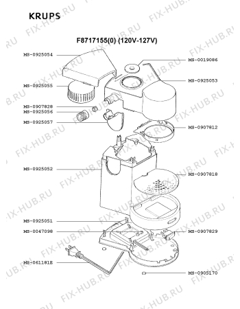 Взрыв-схема кофеварки (кофемашины) Krups F8717155(0) - Схема узла DP001848.1P3
