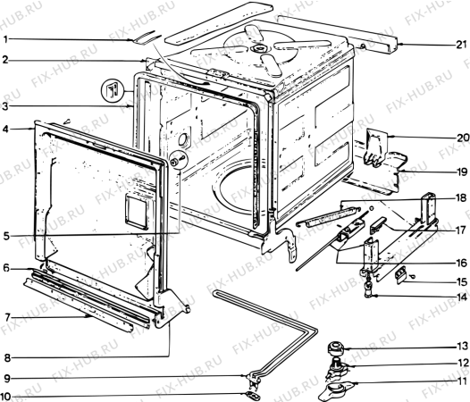 Взрыв-схема посудомоечной машины SCHOLTES LAVEVAIS12283WH (F011044) - Схема узла