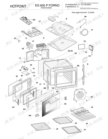 Схема №1 EG600P (F038104) с изображением Панель для плиты (духовки) Indesit C00141019