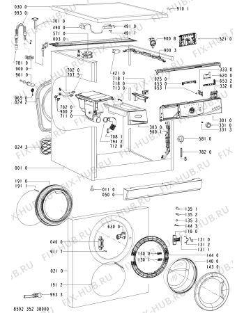 Схема №2 AWO/D 6126 с изображением Обшивка для стиралки Whirlpool 480111100892