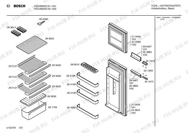 Схема №1 KSV2802IE с изображением Инструкция по эксплуатации для холодильной камеры Bosch 00519986