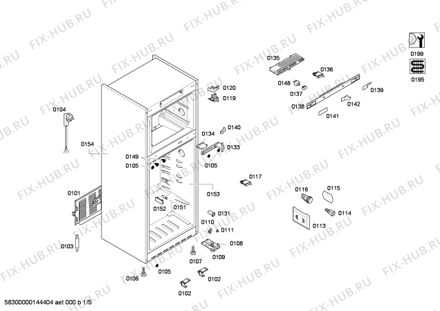 Схема №1 KD45NA43 с изображением Дверь морозильной камеры для холодильной камеры Siemens 00685740