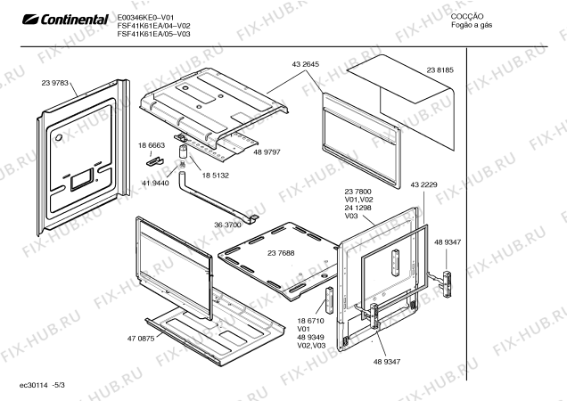 Взрыв-схема плиты (духовки) Continental E00346KE0 - Схема узла 03