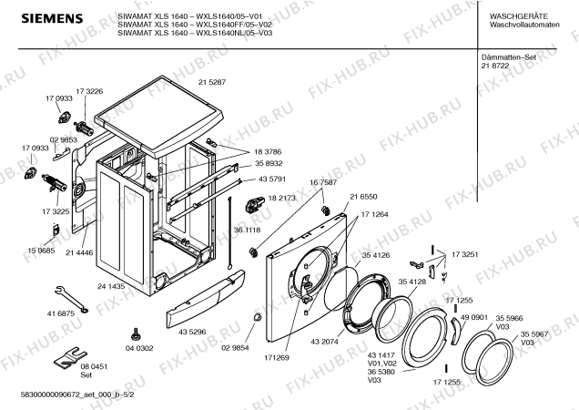 Схема №1 WXLS1441 SIWAMAT XLS1441 с изображением Таблица программ для стиральной машины Siemens 00591194