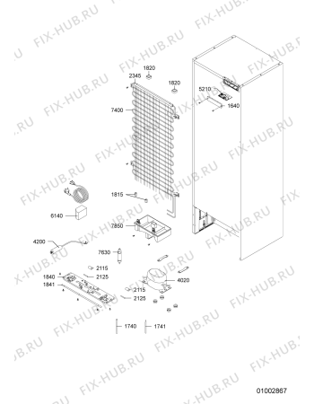 Схема №1 WTH4713 A+M с изображением Ручка двери для холодильной камеры Whirlpool 482000004491