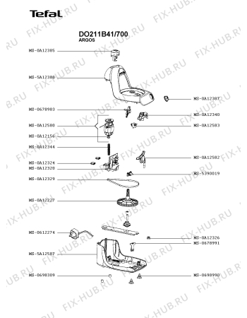 Схема №2 DO211B41/700 с изображением Часть корпуса для кухонного измельчителя Tefal MS-4A12386