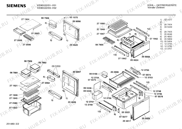 Схема №1 KS90U11 с изображением Инструкция по эксплуатации для холодильника Siemens 00516628
