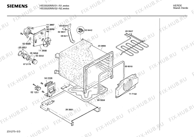 Схема №2 HS33020NN с изображением Панель для плиты (духовки) Siemens 00118753