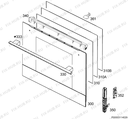 Взрыв-схема плиты (духовки) Ikea MIRAKULOS 30352637 - Схема узла Door