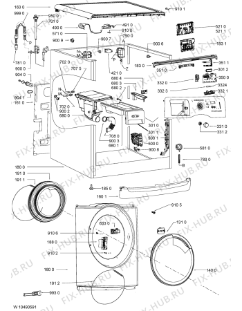 Схема №1 AWOE 1409 с изображением Обшивка для стиральной машины Whirlpool 481010404296