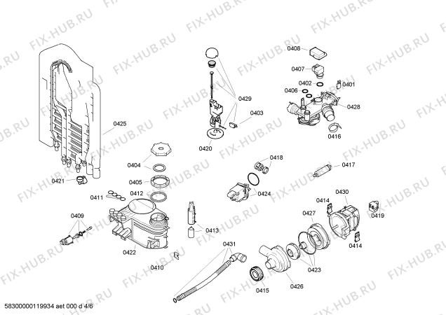 Взрыв-схема посудомоечной машины Bosch SGS53C12UK - Схема узла 04