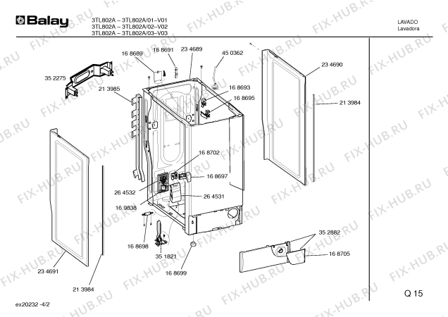 Схема №2 3TL802B TL802 с изображением Кронштейн для стиральной машины Bosch 00265103