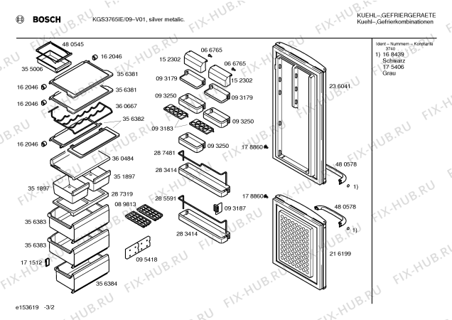 Схема №2 KGS3765IE с изображением Ручка двери для холодильной камеры Bosch 00480578