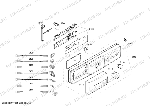 Схема №1 3TE757A с изображением Панель управления для стиралки Bosch 00660246