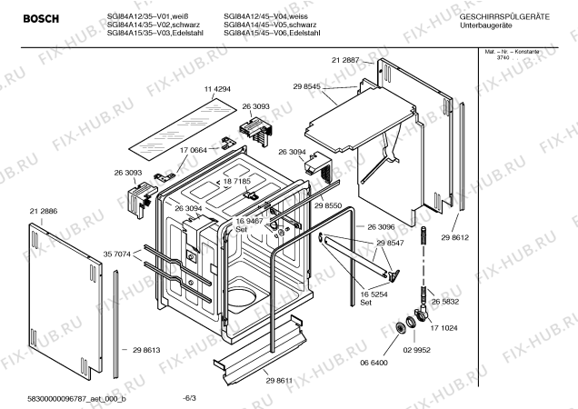 Взрыв-схема посудомоечной машины Bosch SGI84A14 Exclusiv - Схема узла 03
