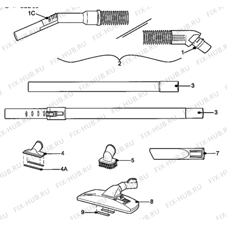 Взрыв-схема пылесоса Volta U2215G - Схема узла Hose