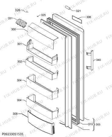 Взрыв-схема холодильника Electrolux LRT3MA38X - Схема узла Door
