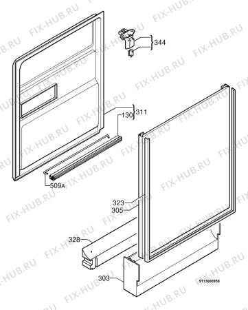 Взрыв-схема посудомоечной машины Zanussi DW6937 - Схема узла Door 003