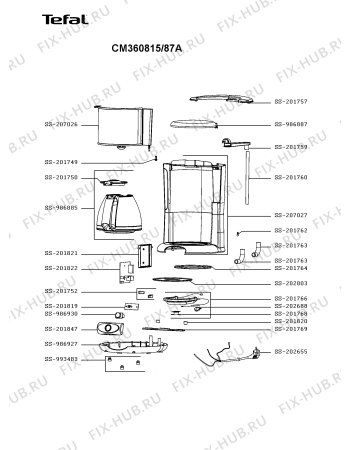 Схема №1 CM360815/87A с изображением Корпусная деталь для электрокофемашины Tefal SS-207027