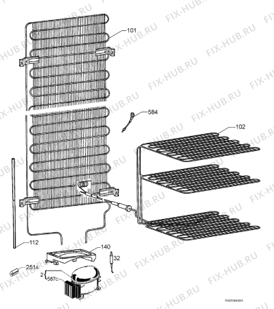 Взрыв-схема холодильника Electrolux ERB36300X - Схема узла Cooling system 017