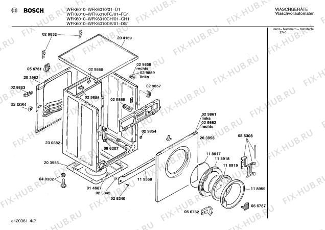 Взрыв-схема стиральной машины Bosch WFK6010FG WFK6010 - Схема узла 02