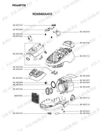 Взрыв-схема пылесоса Rowenta RO4540IA/410 - Схема узла 5P003452.9P2