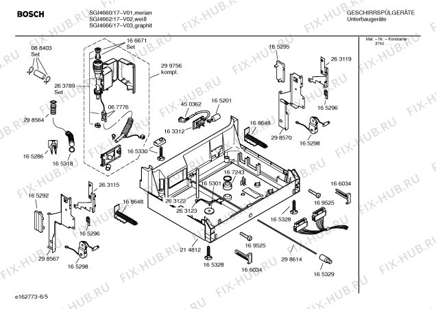 Взрыв-схема посудомоечной машины Bosch SGI4660 Silence comfort - Схема узла 05