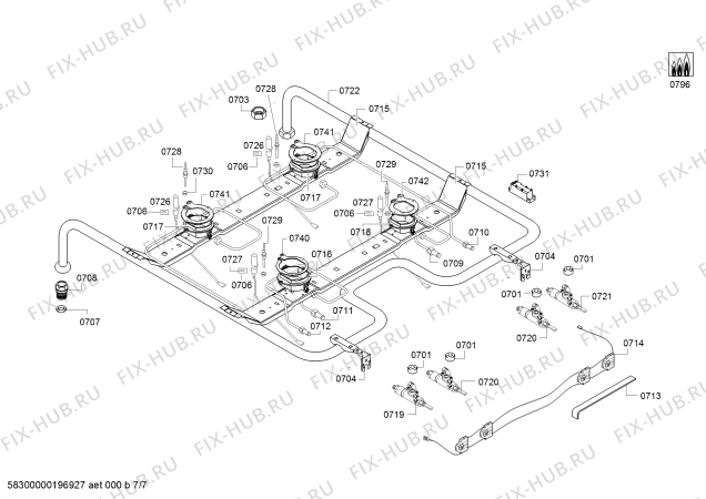 Взрыв-схема плиты (духовки) Bosch HGD645265Q - Схема узла 07