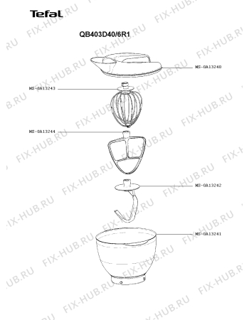 Взрыв-схема кухонного комбайна Tefal QB403D40/6R1 - Схема узла 2P004712.6P2