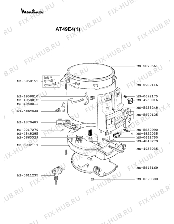 Взрыв-схема тостера (фритюрницы) Moulinex AT49E4(1) - Схема узла 3P002109.9P2