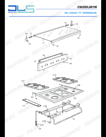 Схема №1 DEMW 9642 B с изображением Обшивка для духового шкафа DELONGHI 35C91B71D1