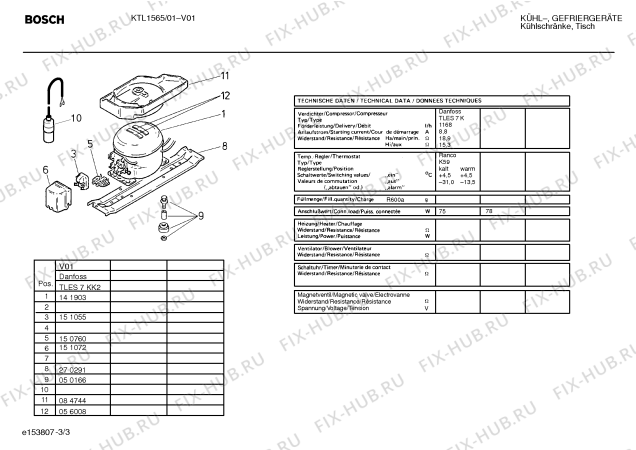 Взрыв-схема холодильника Bosch KTL1565 - Схема узла 03