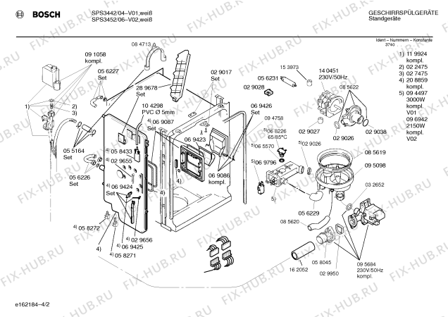 Взрыв-схема посудомоечной машины Bosch SPS3452 - Схема узла 02