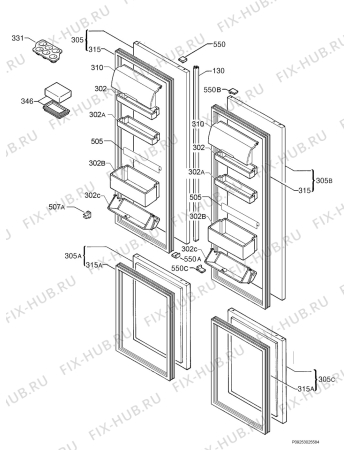 Взрыв-схема холодильника Electrolux ERZ45800 - Схема узла Door 003