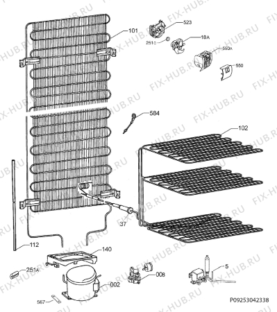 Взрыв-схема холодильника Electrolux ERA40633X - Схема узла Cooling system 017