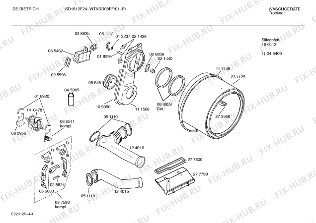 Схема №2 WTADD07FF DE DIETRICH SD1612F23 с изображением Панель для электросушки Bosch 00282752