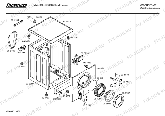 Схема №2 CV51000 Constructa VIVA 1000 с изображением Инструкция по эксплуатации для стиральной машины Bosch 00520151