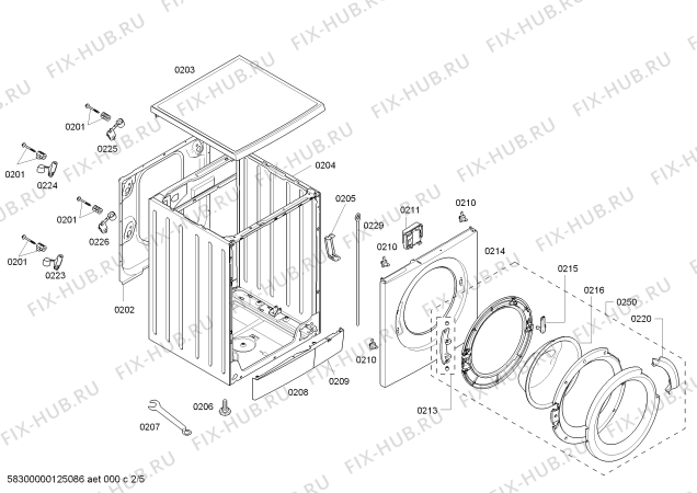 Взрыв-схема стиральной машины Bosch WAS2844XEE Logixx 8 Sensitive aquastop - Схема узла 02