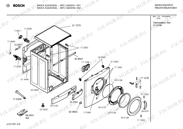 Взрыв-схема стиральной машины Bosch WFL1342II MAXX AQUAVIGIL - Схема узла 02
