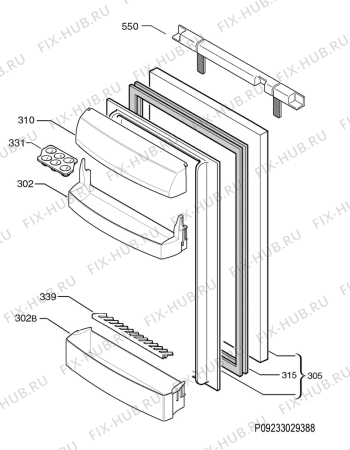 Взрыв-схема холодильника Zanussi ZQS3124A - Схема узла Door 003