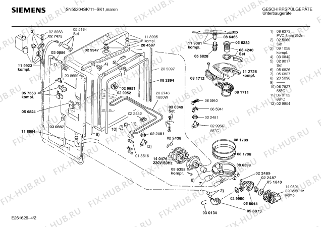 Схема №2 SN55204SK с изображением Панель для электропосудомоечной машины Siemens 00286323
