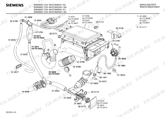 Взрыв-схема стиральной машины Siemens WV27600591 SIWAMAT 276 - Схема узла 04