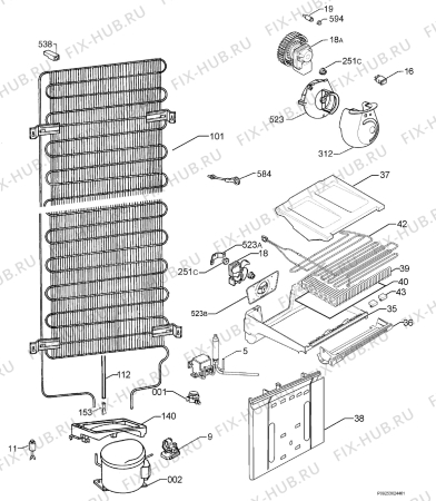 Взрыв-схема холодильника Zanussi ZNB34NVD - Схема узла Cooling system 017