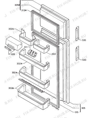 Взрыв-схема холодильника Zoppas PD26NE - Схема узла Door 003