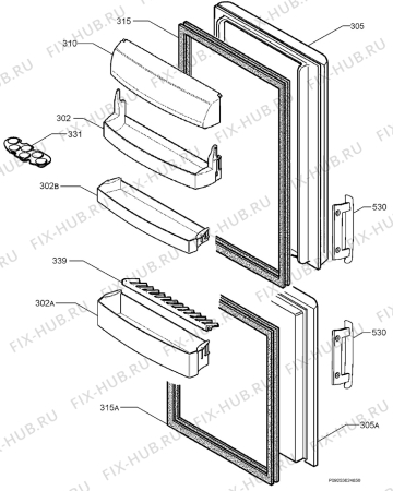 Взрыв-схема холодильника Electrolux ERB2941S - Схема узла Door 003