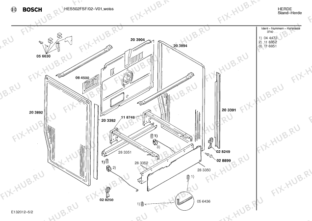 Схема №1 HES502FSF с изображением Цокольная панель для духового шкафа Bosch 00283350