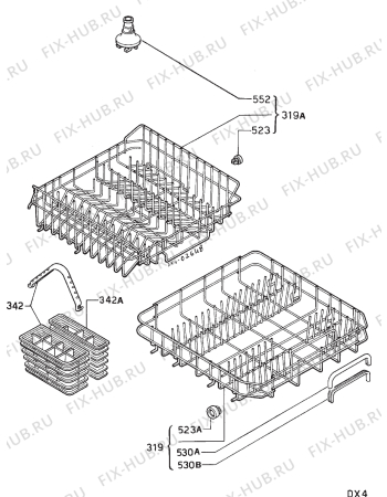 Взрыв-схема посудомоечной машины Zanussi ZT605 - Схема узла Basket 160