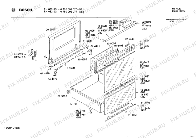 Схема №4 HS845616 с изображением Крышка для плиты (духовки) Bosch 00115969