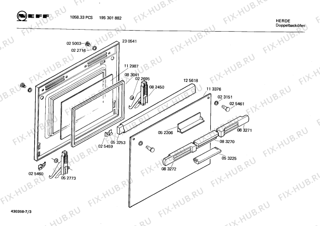 Взрыв-схема плиты (духовки) Neff 195301882 1058.33PCS - Схема узла 03